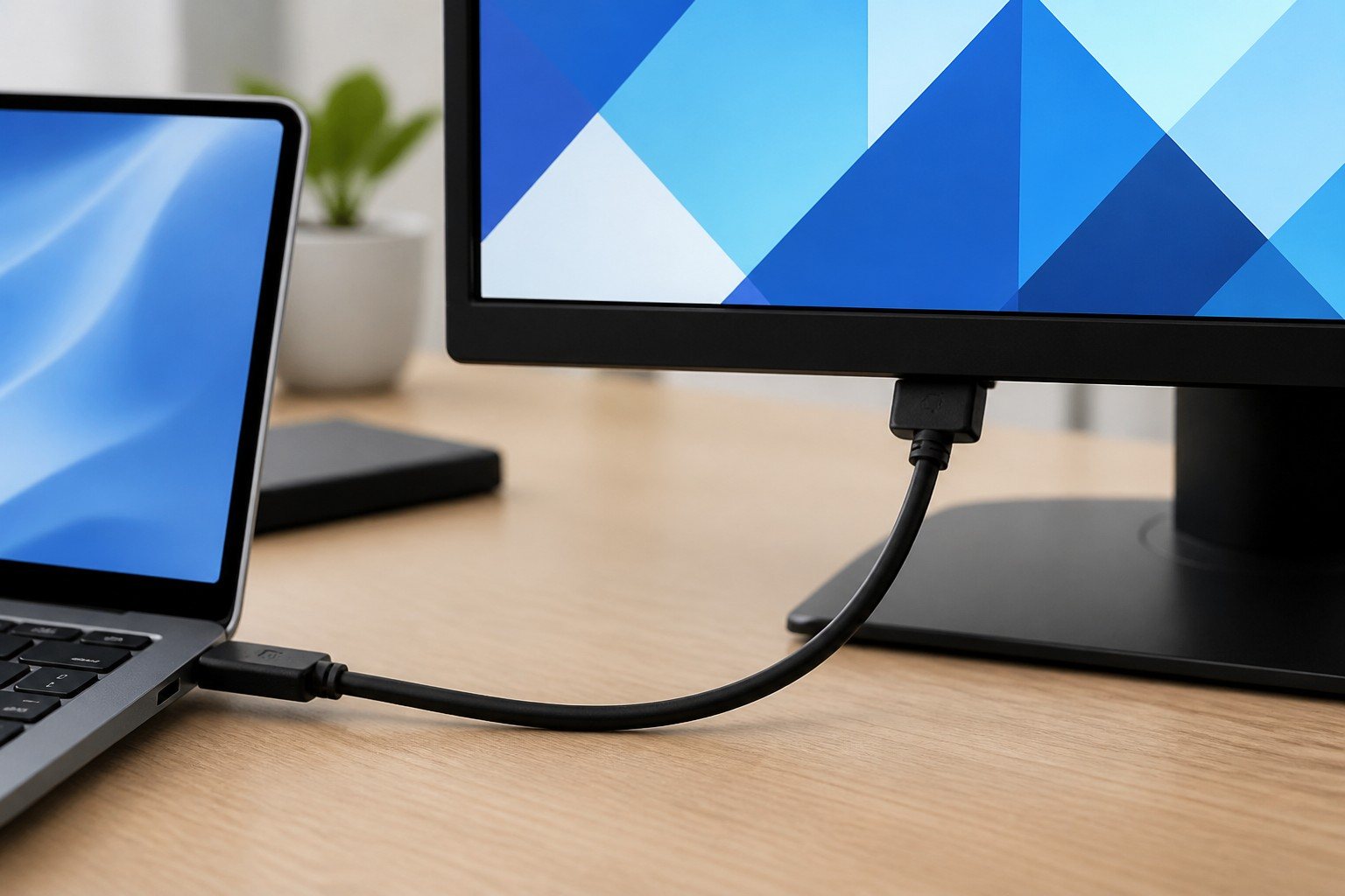 Cables y adaptadores de vídeo preparados para conectar dos pantallas